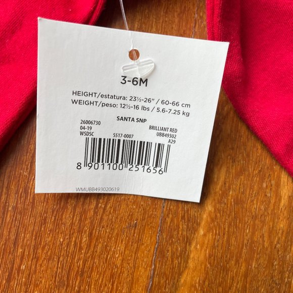 NEW One Piece Footie Santa Suit Sleeper 3-6 mo - Picture 6 of 7